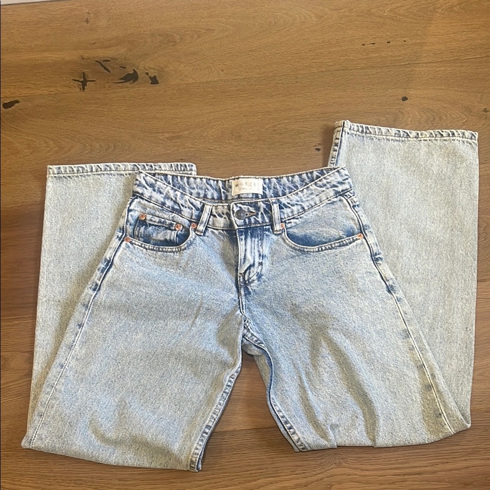 Motel Rocks Low Rise Parallel Vintage Blue Wash Jeans L32 W24